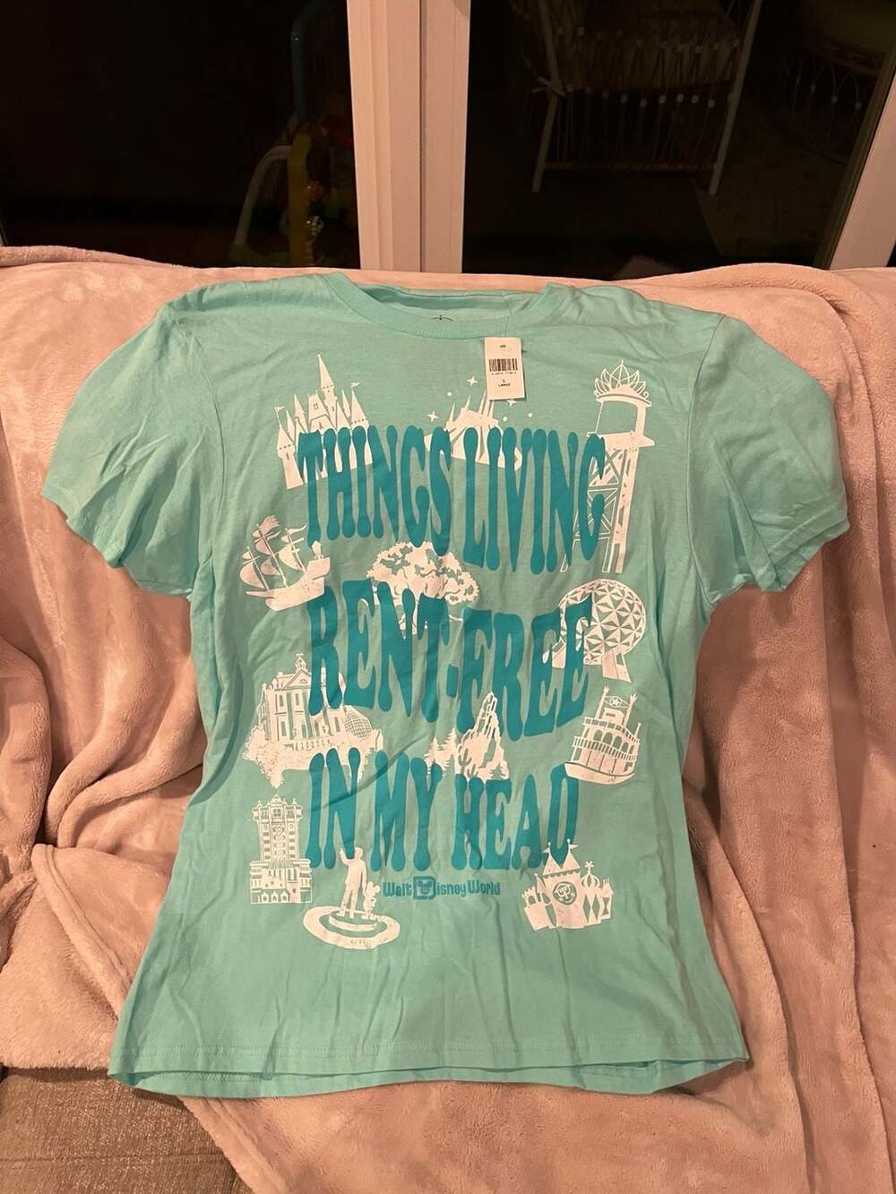 Disney Things Living Rent-Free In My Head Size L Aqua T-Shirt